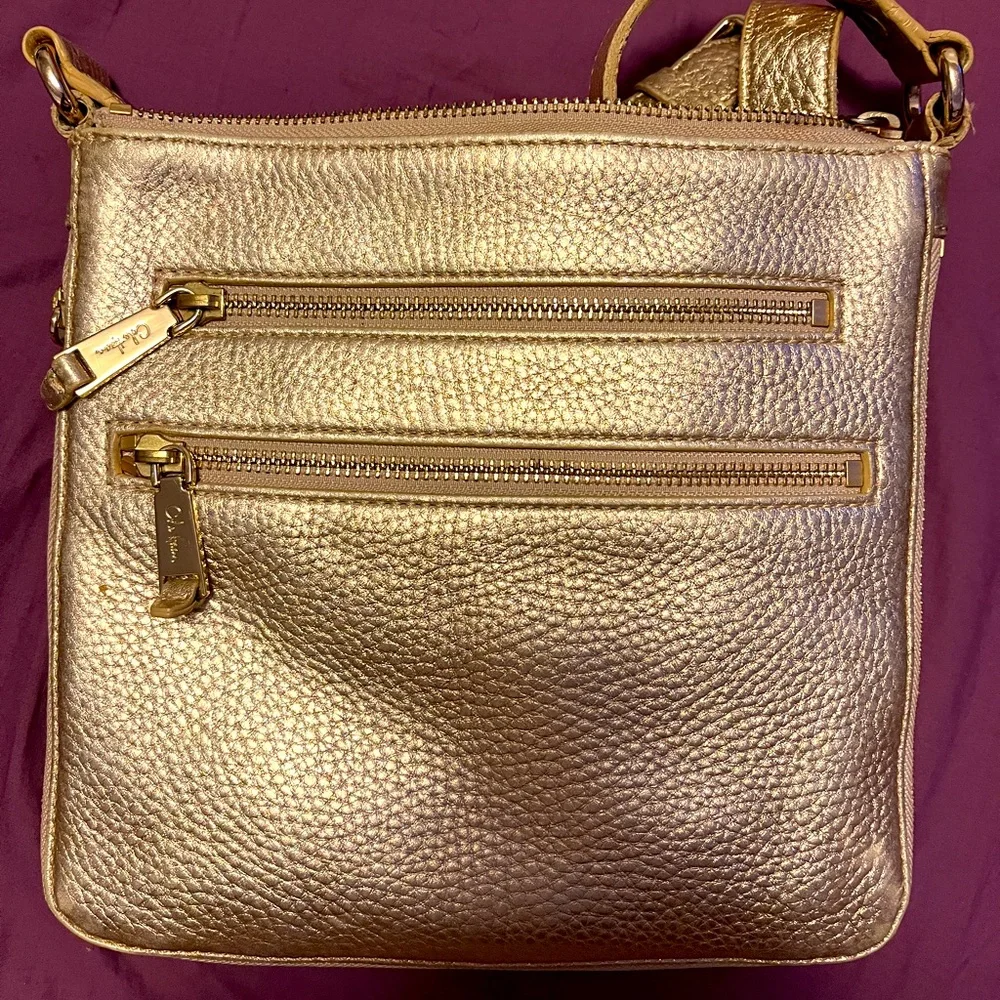 Leather Cole Haan Gold Crossbody (Expandable) Purse - Picture 1 of 9
